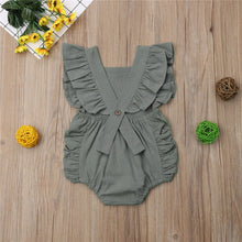Load image into Gallery viewer, Baby Girl Ruffled Solid Color Sleeveless Backless Romper Jumpsuit Outfit