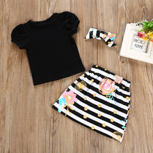 Load image into Gallery viewer, 3Pcs Baby Girl Outfits Set T-shirt Romper Skirt Headband