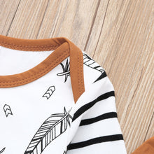 Load image into Gallery viewer, 3Pcs Baby Boy Girl Clothes Feather T shirt Tops Striped Pants Clothes Outfits Set
