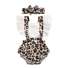 Load image into Gallery viewer, 2Pcs Baby Clothes Girl Ruched Leopard Print Sleeveless Baby Rompers Jumpsuit Headband Summer Casual Baby Clothes Outfits
