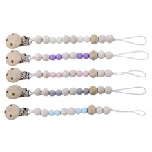 Load image into Gallery viewer, Baby Clip Chain Wooden Soother Pacifier Holder - smilybee