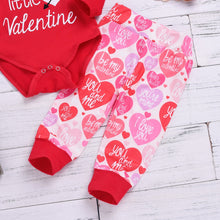 Load image into Gallery viewer, 3Pcs Baby Boy Girl Daddy's little Valentine Romper Pants Hat Set