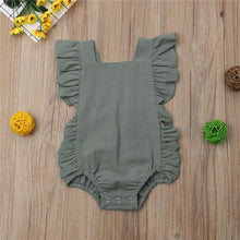 Load image into Gallery viewer, Baby Girl Ruffled Solid Color Sleeveless Backless Romper Jumpsuit Outfit