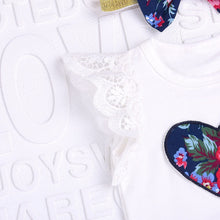 Load image into Gallery viewer, 3Pcs Baby Girl Clothes Floral Print Lace Tops+Print Skirt +Bow HeadbandsClothes Outfits Set