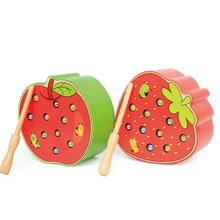 Load image into Gallery viewer, Fruit Shape Kids Wooden Toys Catch Worms Games with Magnetic Stick Montessori Educational Creature Blocks Interactive Toys