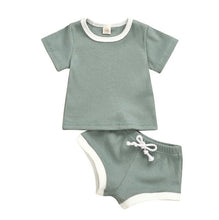 Load image into Gallery viewer, Baby’s Summer Clothing with Knitted Cotton T-Shirts/Tracksuits Sets. - smilybee
