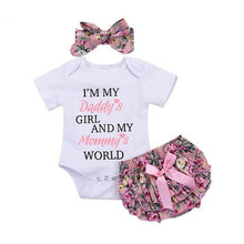 Load image into Gallery viewer, Baby Girl Bodysuits, Floral Shorts &Headband - smilybee