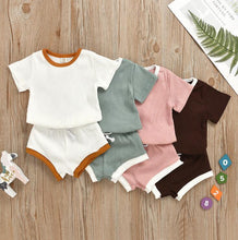 Load image into Gallery viewer, Baby’s Summer Clothing with Knitted Cotton T-Shirts/Tracksuits Sets. - smilybee