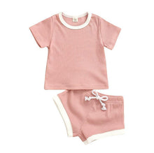 Load image into Gallery viewer, Baby’s Summer Clothing with Knitted Cotton T-Shirts/Tracksuits Sets. - smilybee