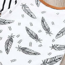 Load image into Gallery viewer, 3Pcs Baby Boy Girl Clothes Feather T shirt Tops Striped Pants Clothes Outfits Set