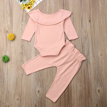 Load image into Gallery viewer, 2Pcs Baby Girls Ruffle Bodysuit Romper Tops Pants Winter Outfits