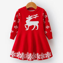 Load image into Gallery viewer, Kids Dresses For Girls Long Sleeve Deer Snowflake Print Dress New Year Costume Princess Dress Kids Christmas Clothes