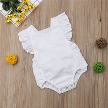 Load image into Gallery viewer, Baby Girl Ruffled Solid Color Sleeveless Backless Romper Jumpsuit Outfit
