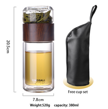 Load image into Gallery viewer, Double Wall Glass Bottle with Tea Water Separation - smilybee