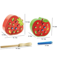 Load image into Gallery viewer, New Fruit Shape Kids Wooden Toys Catch Worms Games with Magnetic Stick Montessori Educational Creature Blocks Interactive Toys