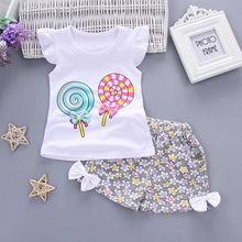 Load image into Gallery viewer, 2Pcs Baby Girl Set Lolly Sleeveless T-shirt Tops and Short Print Pants Clothes Set