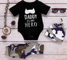Load image into Gallery viewer, Stylish 3 Piece Kids Summer Outfit With Hat Black & Camo print - smilybee