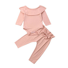 Load image into Gallery viewer, 2Pcs Baby Girls Ruffle Bodysuit Romper Tops Pants Winter Outfits