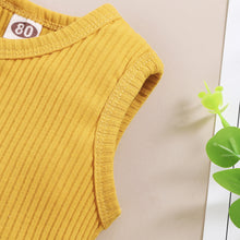 Load image into Gallery viewer, 2Pcs Baby Toddler Boys Girls Solid Sleeveless Button Vest Tops and shorts Outfits Set