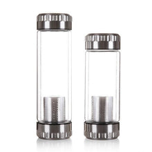Load image into Gallery viewer, 400ML Business Type Glass Water Bottle Stainless Steel Tea Infuser - smilybee