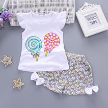 Load image into Gallery viewer, 2Pcs Baby Girl Set Lolly Sleeveless T-shirt Tops and Short Print Pants Clothes Set