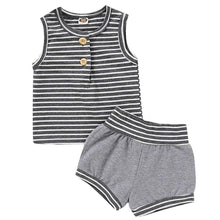 Load image into Gallery viewer, Summer Baby Shorts Set For Girls Boys Newborn Clothes 2Pcs Bottom Vest+Striped Shorts Sleeveless Toddler Boy Clothing Suit D30 - smilybee