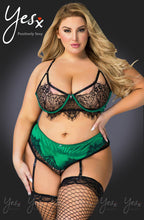 Load image into Gallery viewer, YesX YX957Q Black/Emerald Bra Set