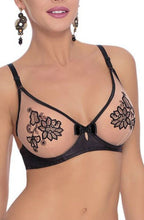 Load image into Gallery viewer, Roza Mehendi Soft Cup Bra Black