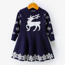 Load image into Gallery viewer, Kids Dresses For Girls Long Sleeve Deer Snowflake Print Dress New Year Costume Princess Dress Kids Christmas Clothes
