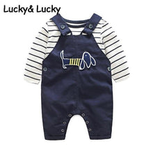 Load image into Gallery viewer, Bebes Newborn clothes cotton letter printed t-shirt with demin overalls baby boys clothes summer children clothing - smilybee
