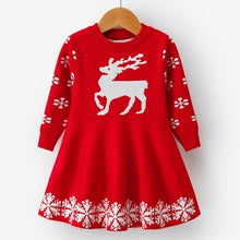 Load image into Gallery viewer, Kids Dresses For Girls Long Sleeve Deer Snowflake Print Dress New Year Costume Princess Dress Kids Christmas Clothes
