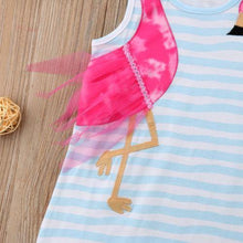 Load image into Gallery viewer, Baby Girls Striped Flamingo Summer Dress - smilybee
