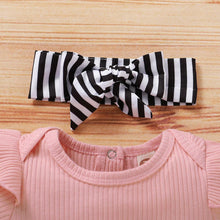 Load image into Gallery viewer, Baby Girls Romper Bowknot Shorts Headbands Set - smilybee
