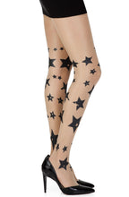 Load image into Gallery viewer, Zohara "Shooting Stars" Skin Sheer Print Tights

