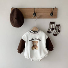 Load image into Gallery viewer, Baby Bear Print Pullover Triangle Climb Out Romper in Spring
