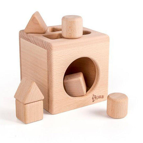 Kids Wooden Shape Sorter Cube Educational Montessori Toys - smilybee