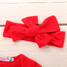 Load image into Gallery viewer, My First Christmas Girl Clothes Baby Girl Clothes Set 3Pcs Pure Red Tops Bodysuit+Bow Skirt+Headband Baby Christmas
