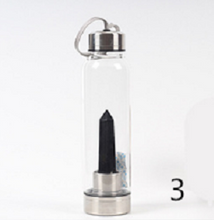 Load image into Gallery viewer, Natural Quartz Gemstone Crystal Glass Elixir Water Bottle - smilybee
