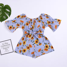 Load image into Gallery viewer, Baby Girl Romper Floral Belt Three Quarter Cotton Jumpsuit
