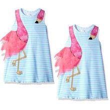Load image into Gallery viewer, Baby Girls Striped Flamingo Summer Dress - smilybee
