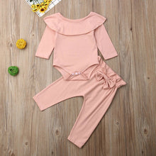 Load image into Gallery viewer, 2Pcs Baby Girls Ruffle Bodysuit Romper Tops Pants Winter Outfits
