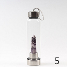 Load image into Gallery viewer, Natural Quartz Gemstone Crystal Glass Elixir Water Bottle - smilybee
