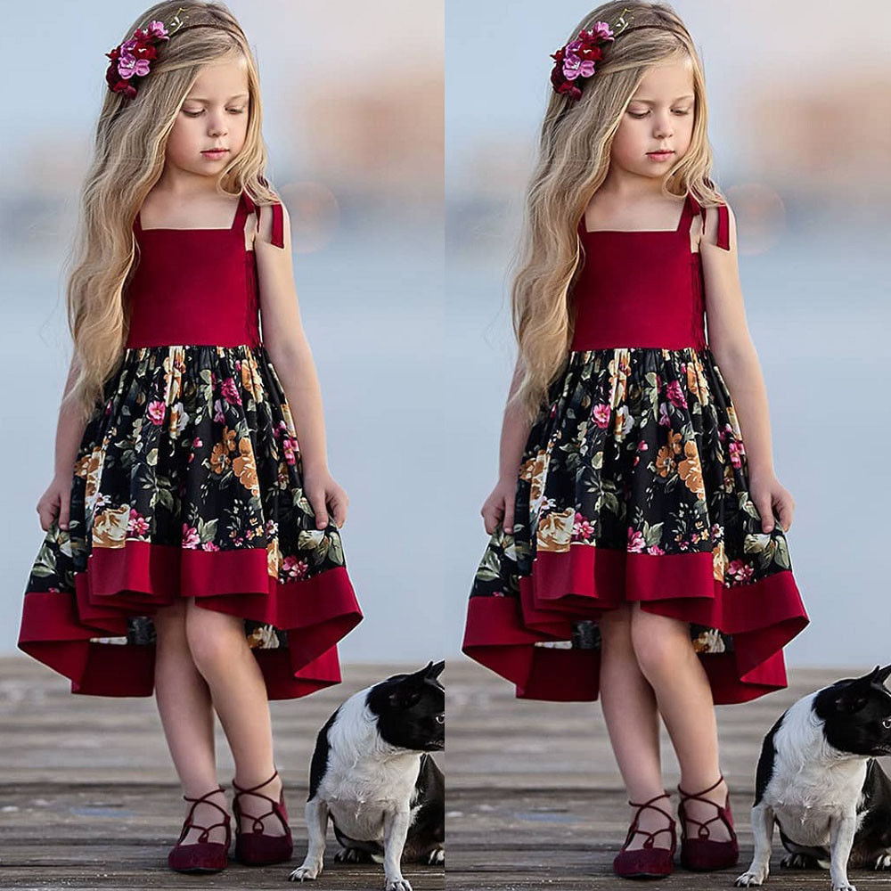 Toddler Baby Girls Sleeveless Dress Party Princess Floral Sundress Outfit