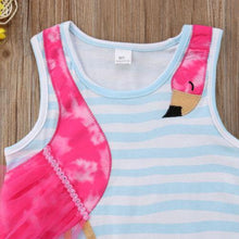 Load image into Gallery viewer, Baby Girls Striped Flamingo Summer Dress - smilybee
