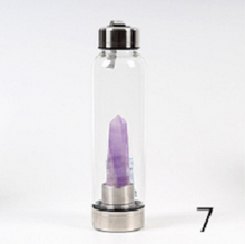 Load image into Gallery viewer, Natural Quartz Gemstone Crystal Glass Elixir Water Bottle - smilybee
