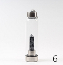 Load image into Gallery viewer, Natural Quartz Gemstone Crystal Glass Elixir Water Bottle - smilybee
