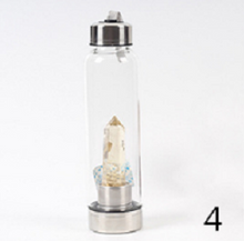 Load image into Gallery viewer, Natural Quartz Gemstone Crystal Glass Elixir Water Bottle - smilybee
