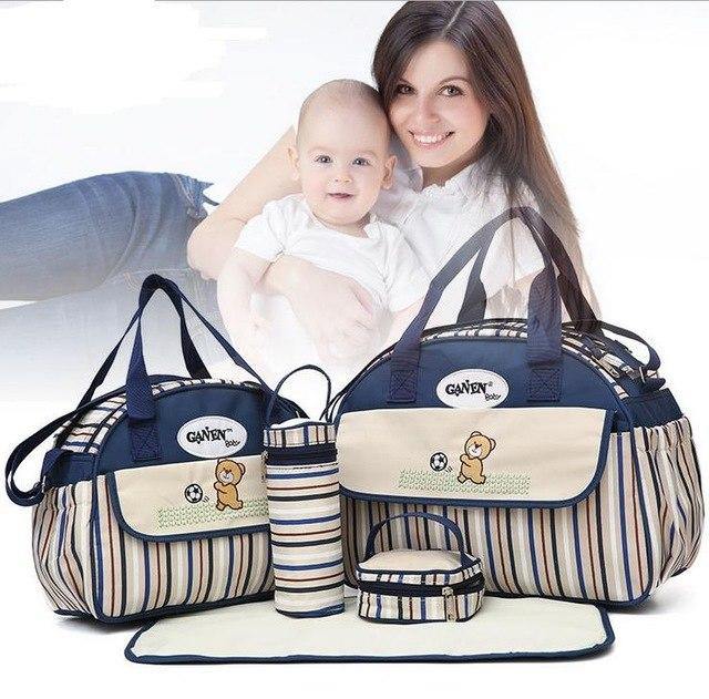 5 PCS/SET Waterproof Baby Diaper Shoulder & Stroller Bag - smilybee