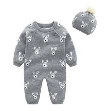 Load image into Gallery viewer, 2Pcs Baby Clothes Set Soft Cotton Knitted Rompers And Hats Outfits Autumn Winter Children&#39;s Costumes
