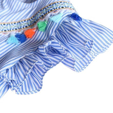 Load image into Gallery viewer, Baby Girls Tassel Flying Sleeve Dresses Stripe Cotton
